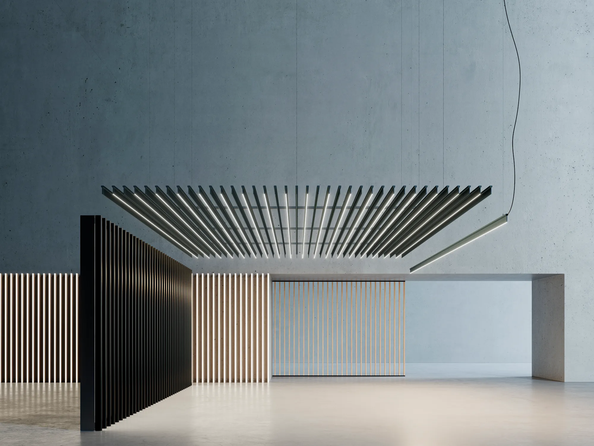 Lamele Dresswall Stripes, profile de dimensiuni diferite combinate pe același cadru