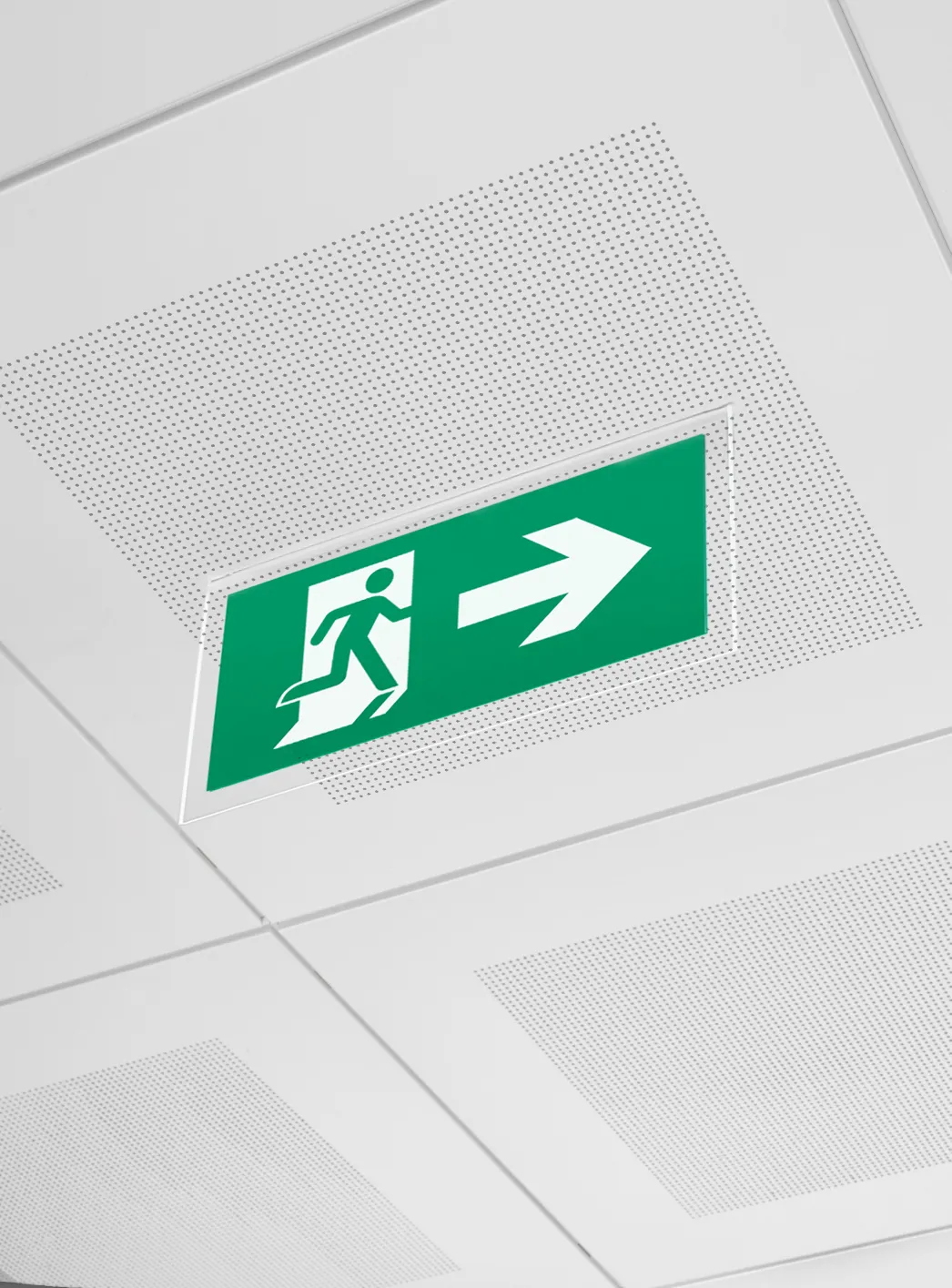 Pictogramă de evacuare integrată într-o casetă vektron